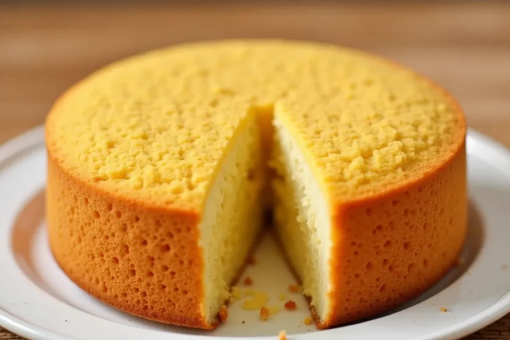 A perfectly risen cake using baking powder substitutes.