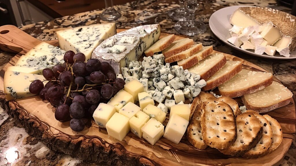 A bowl of blue cheese dressing with crumbled blue cheese on top.