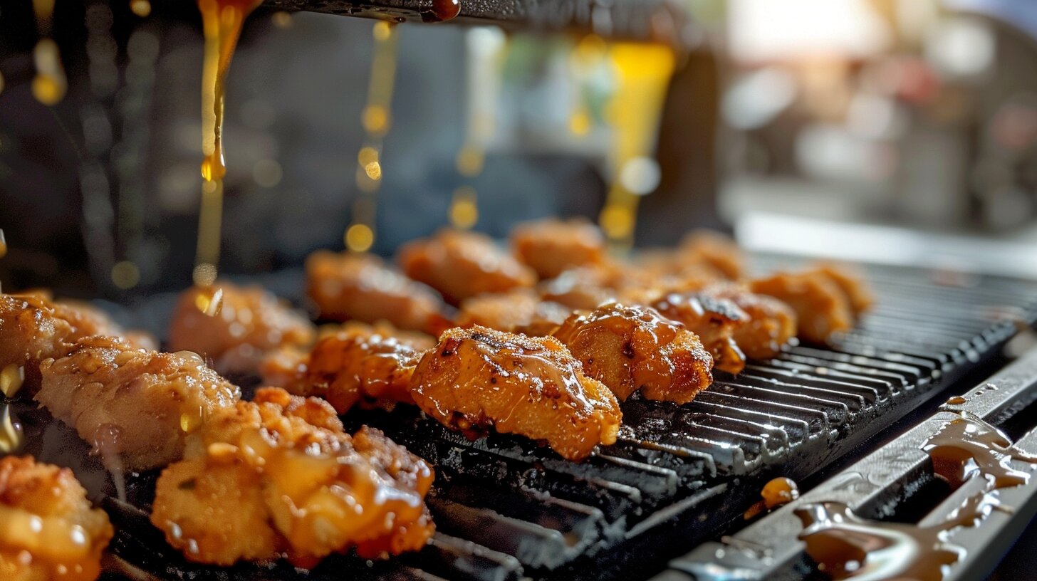 A nutritional chart showing benefits of the oil used in grilled nuggets.