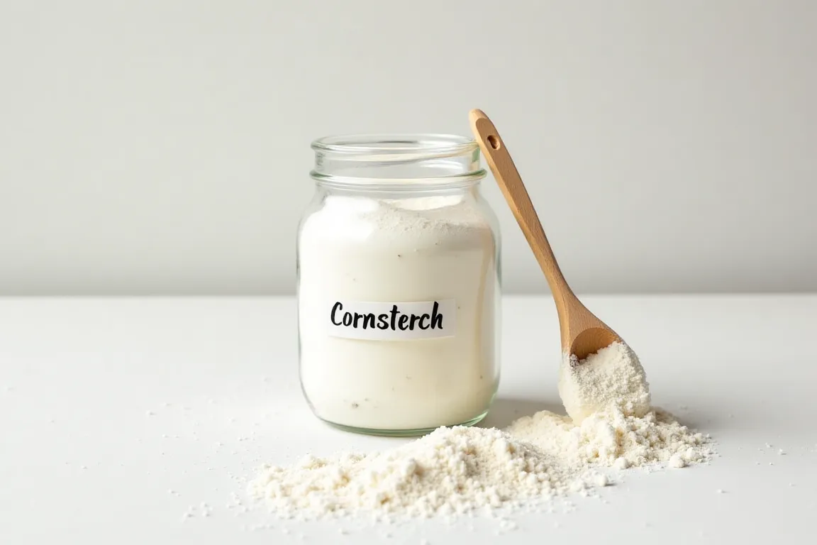 A jar and spoon of cornstarch