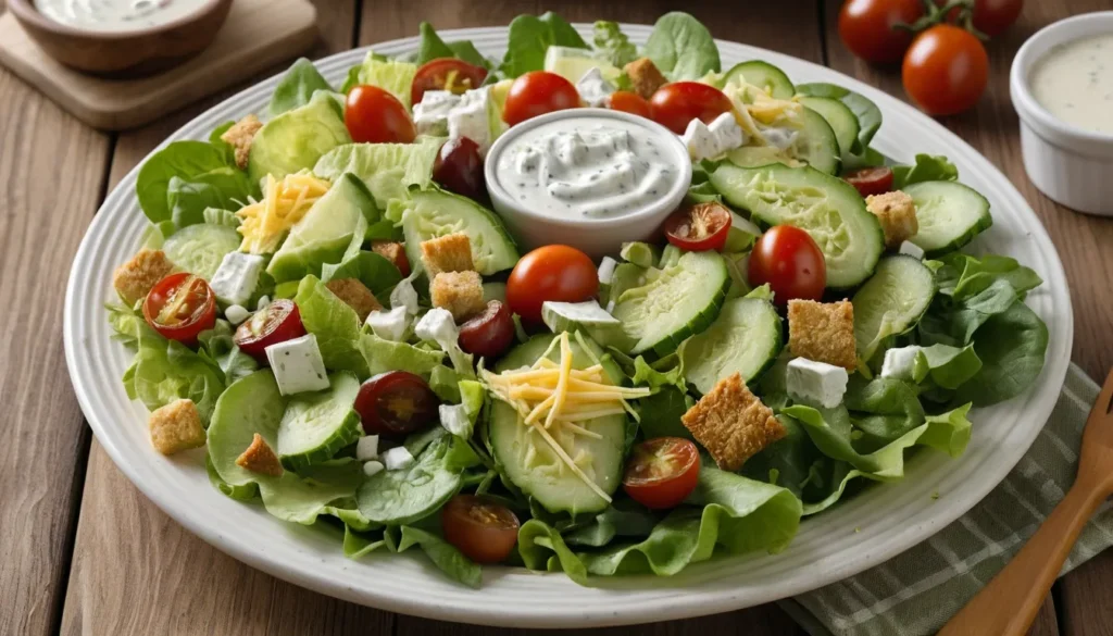 Outback house salad with fresh vegetables and dressing