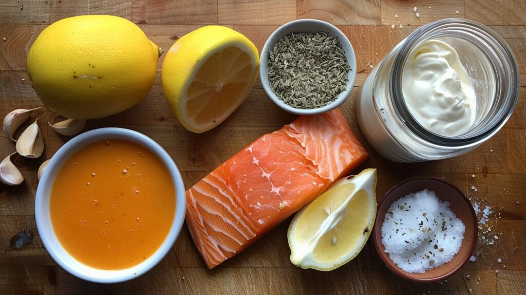 Lemon wedges, spices, and a jar of cream next to a bowl of soup.