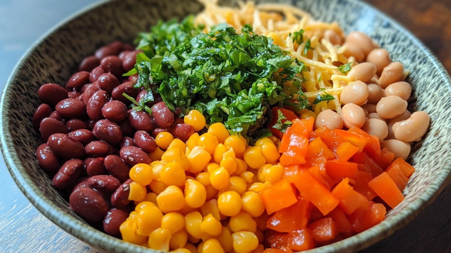 Nutrient-rich bean salad with fresh vegetables.