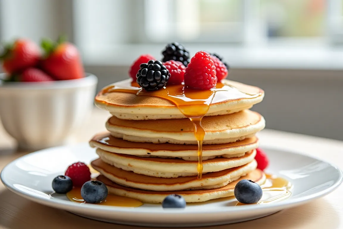 Pancakes on a plate without baking powder.