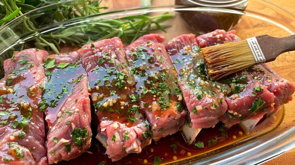 Raw country-style ribs with a marinade