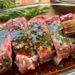 Raw country-style ribs with a marinade