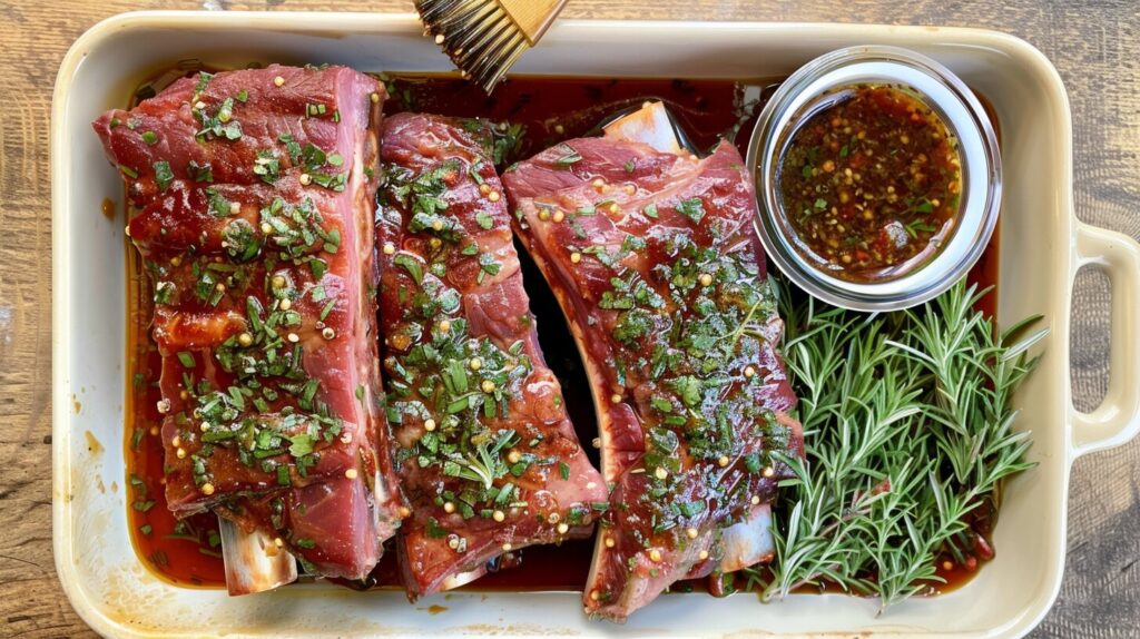 Raw country-style ribs with a marinade