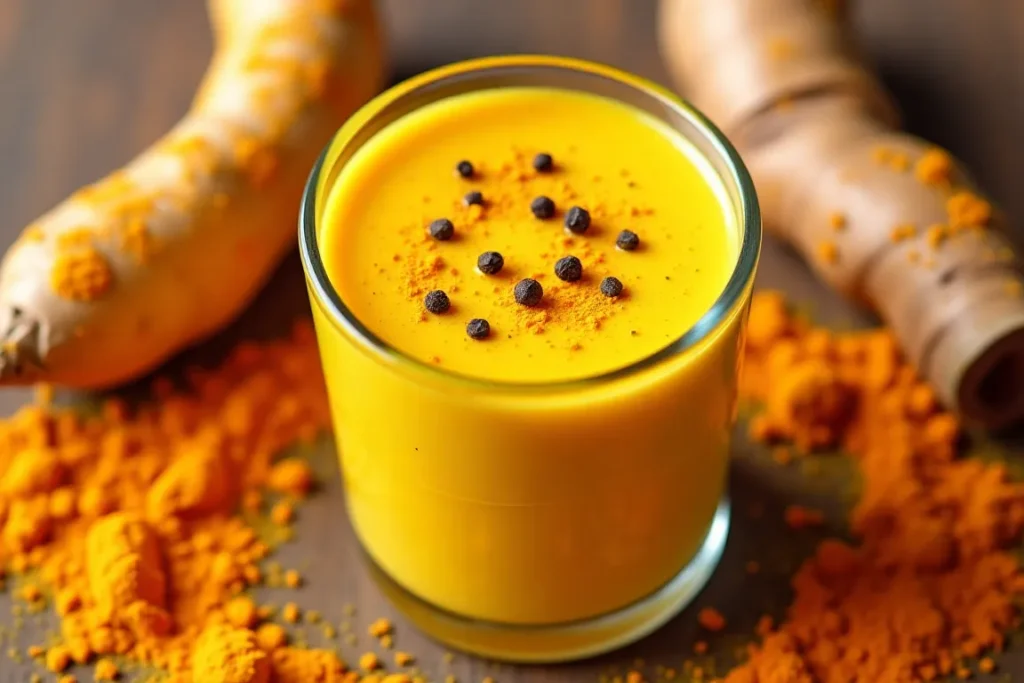 A variety of colorful breakfast shots on a wooden table