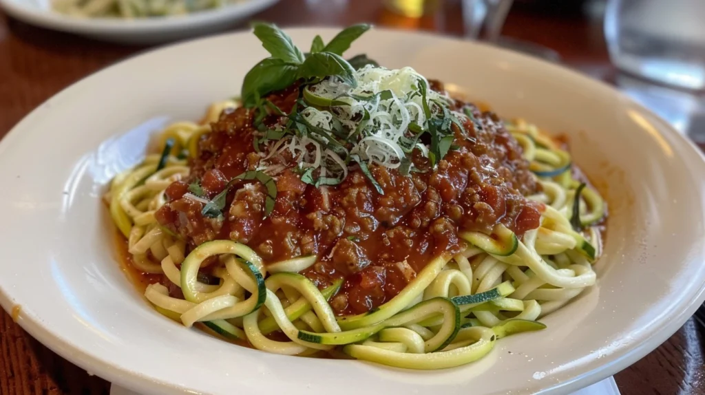 Zucchini noodles with turkey bolognese