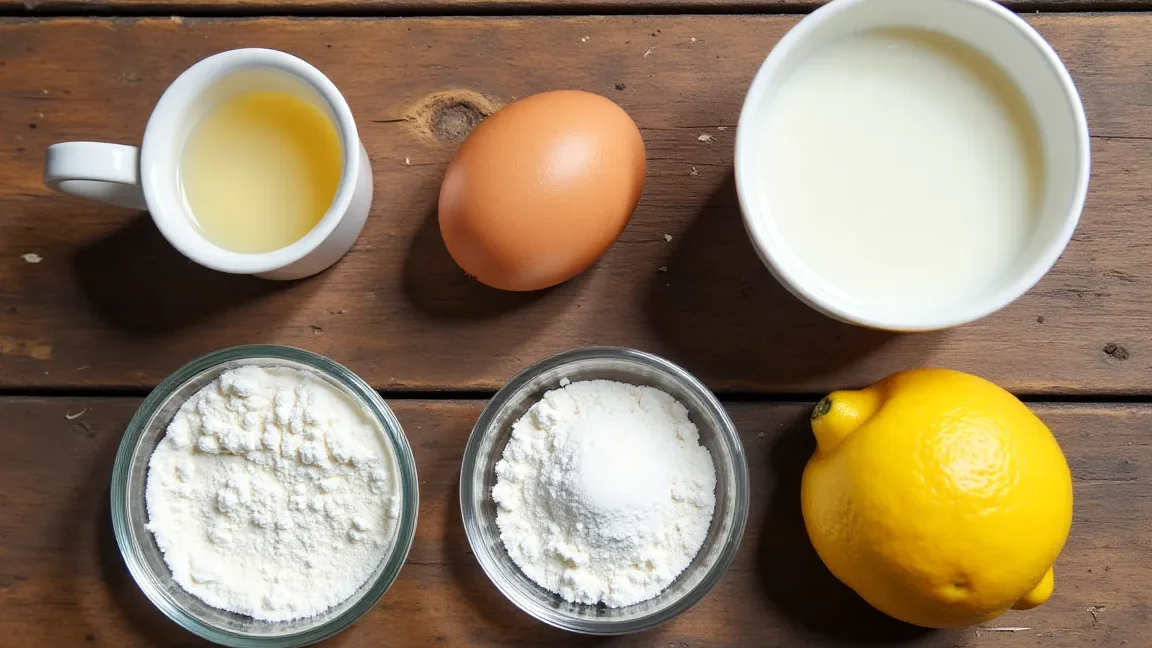 Pancake Ingredients Display Easy pancake recipe without baking powder The key ingredients for making pancakes without baking powder.