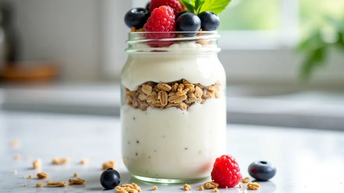 Cottage cheese parfait with berries and granolaJazz Up Cottage Cheese