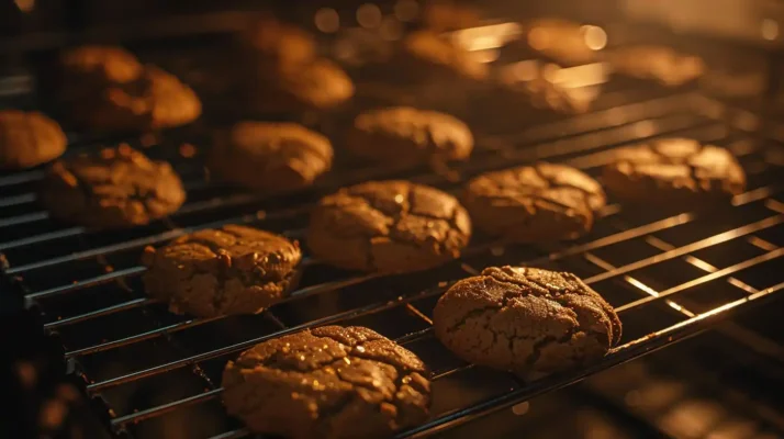 Freshly Baked Coffee Cookies On Cooling Rack