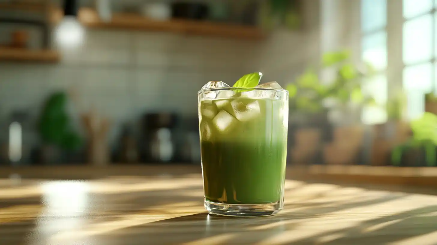 Iced Matcha Latte In A Glass