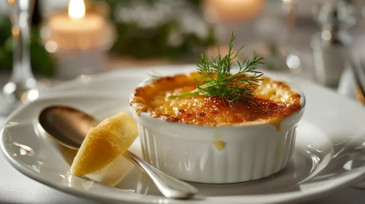 Serving And Enjoying Crab Brulee